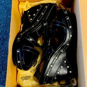 Harley Davidson Studded Sandal.  Never worn.  Black with silver studs.